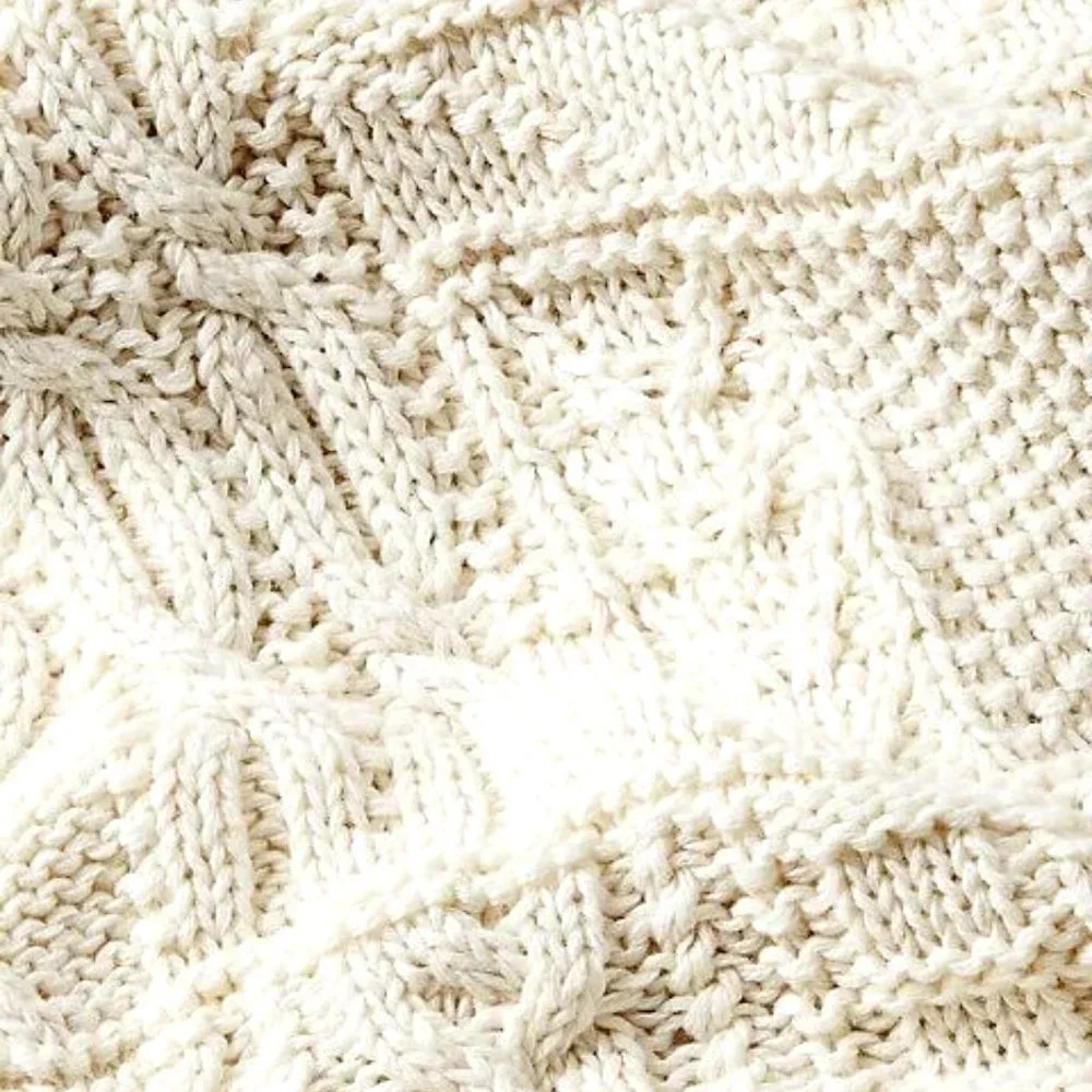 Ralph Lauren Bradbury Cable Knit Throw Blanket Chic Cream